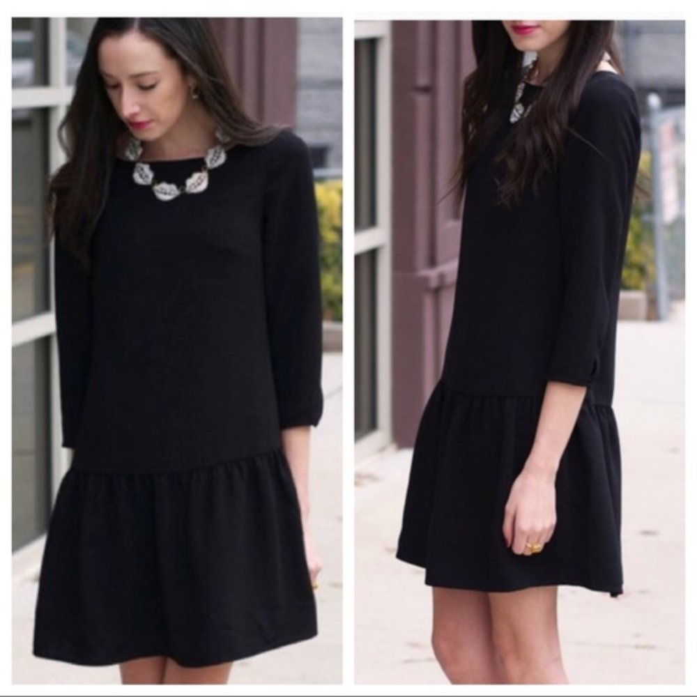J. Crew Black Crepe Drop Waist Dress Size 4